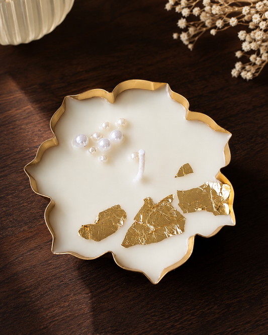 Golden Pearl Metal Urli Scented Candle