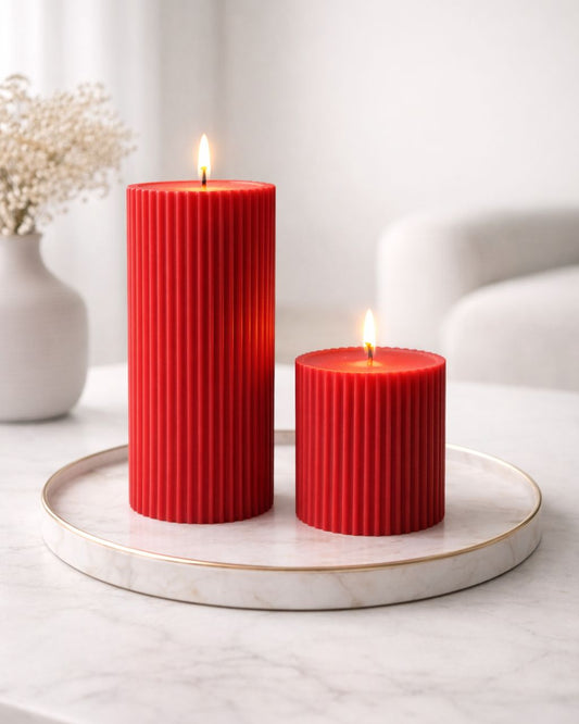 Grandeur Ribbed Pillar - Luxury Scented Candle