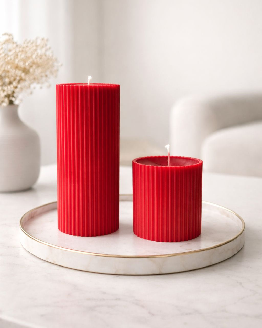 Grandeur Ribbed Pillar - Luxury Scented Candle